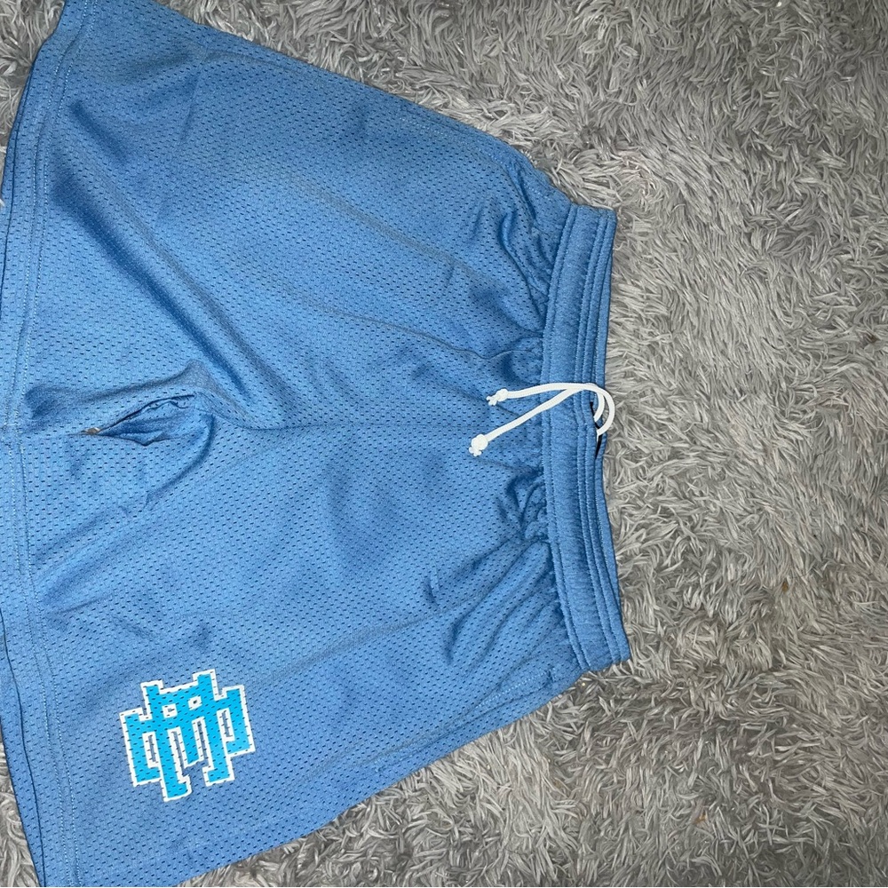 Eric Emmanuel Light Blue Mesh Athletic Shorts